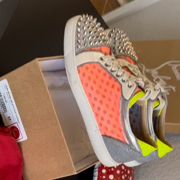 AC Viera Spiked Flats - Christian Louboutin Sneakers, Yellow & Orange Highlit - Picture 9 of 14
